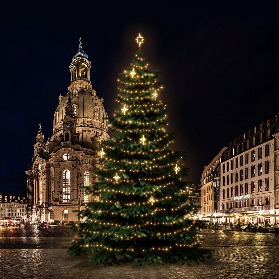 LED svetelná sada na vianočné stromy vysoké 18-20 m, teplá biela s dekormi DZ113WS4