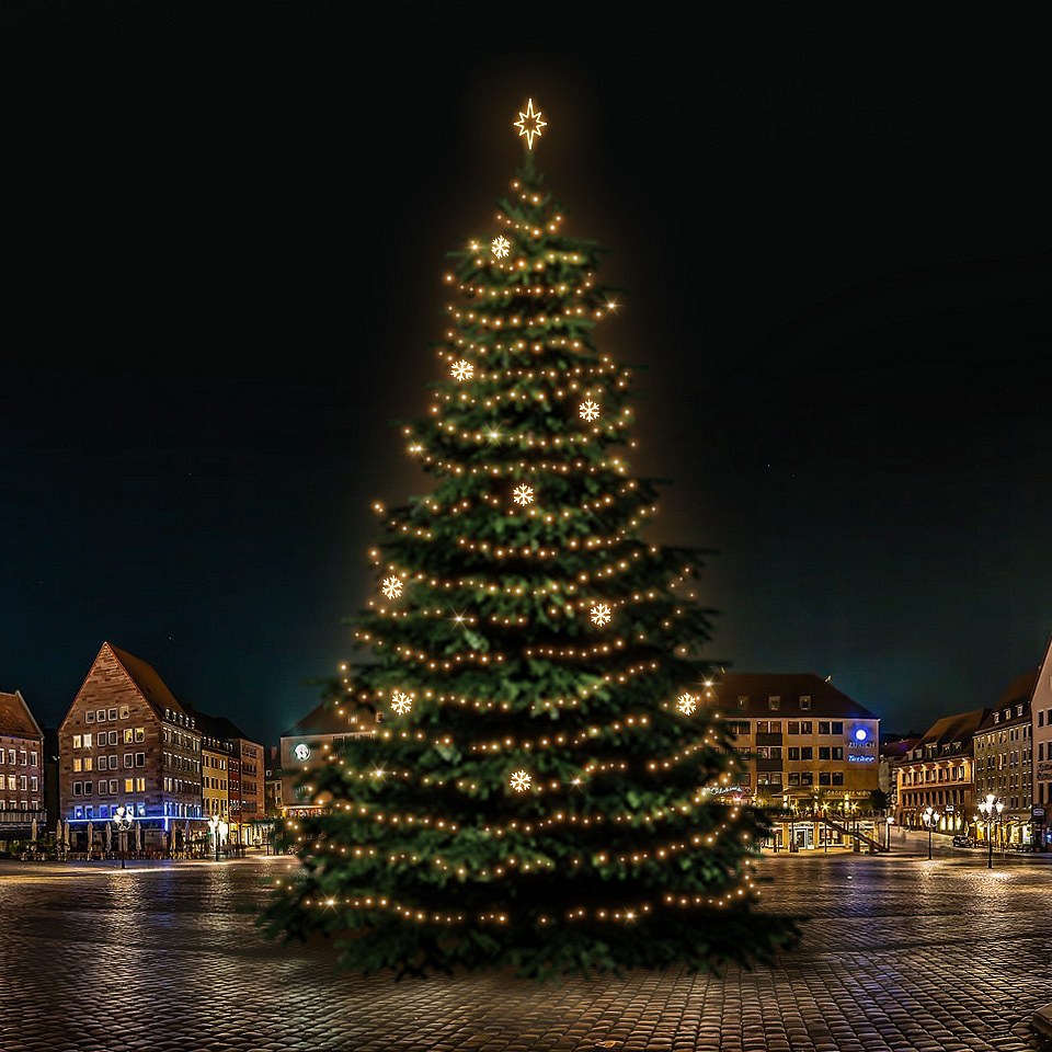 LED svetelná sada na vianočné stromy vysoké 21-23 m, teplá biela s dekormi EFD02W