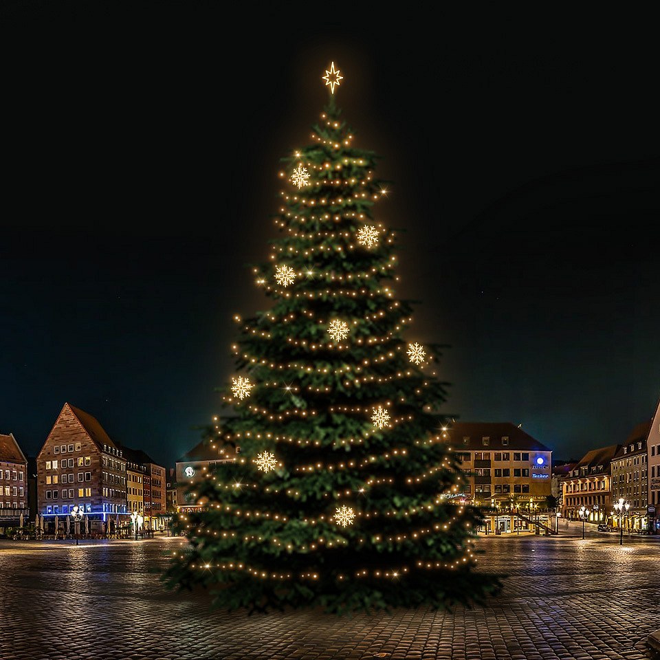 LED svetelná sada na vianočné stromy vysoké 21-23 m, teplá biela s dekormi EFD08W