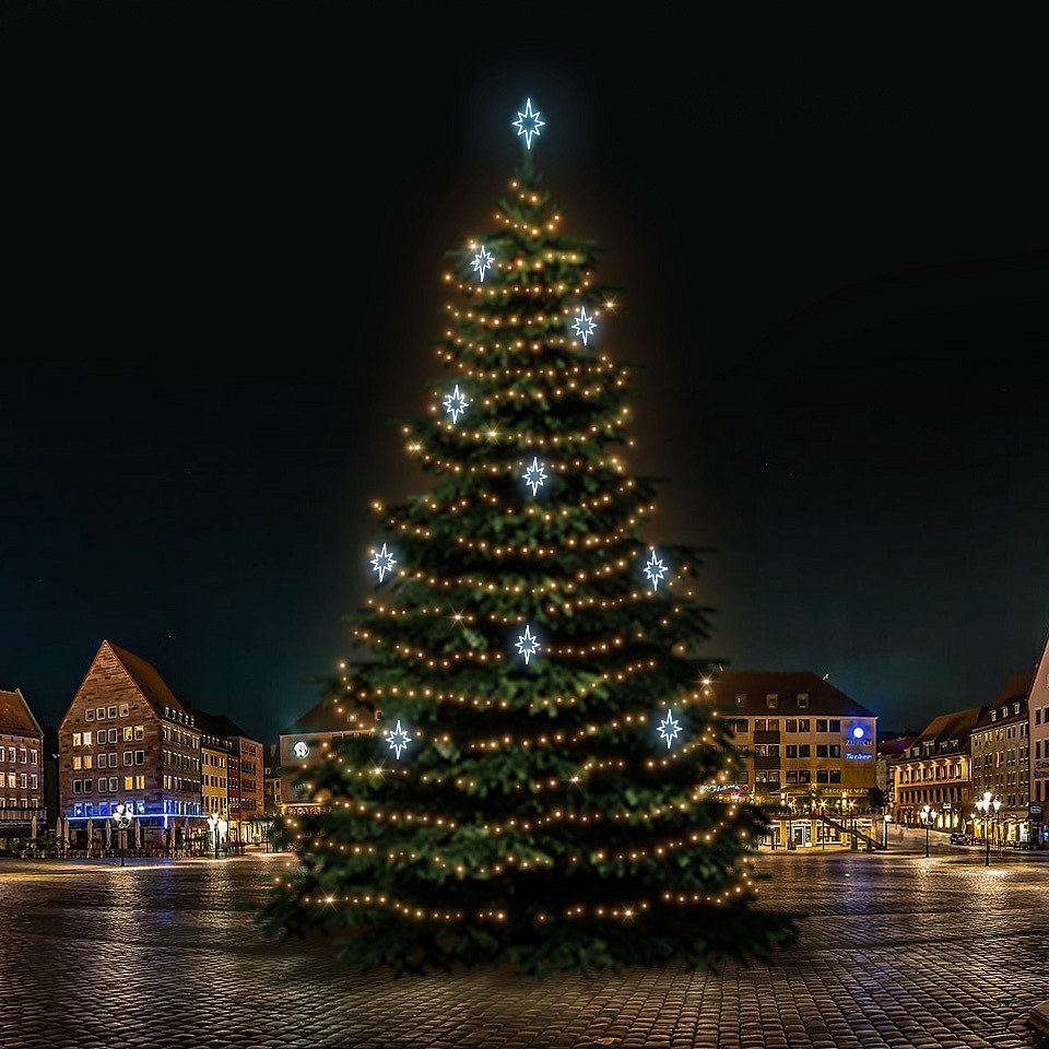 LED svetelná sada na vianočné stromy vysoké 21-23 m, teplá biela s ľadovo bielymi dekormi DZ141S3