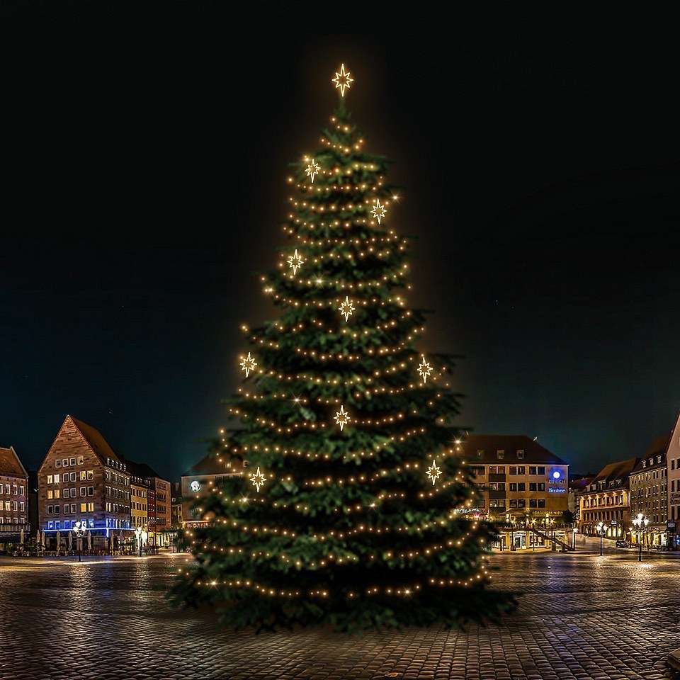 LED svetelná sada na vianočné stromy vysoké 21-23 m, teplá biela s dekormi DZ141WS3