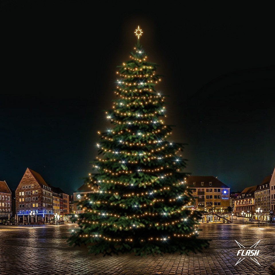 LED svetelná sada na vianočné stromy vysoké 21-23 m, teplá biela s Flash