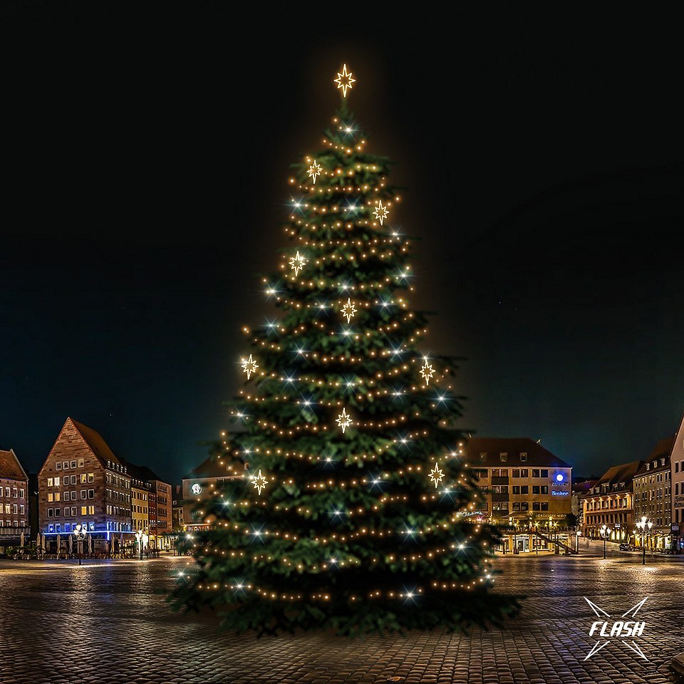 LED svetelná sada na vianočné stromy vysoké 21-23 m, teplá biela s Flash, dekory EFD10WS2