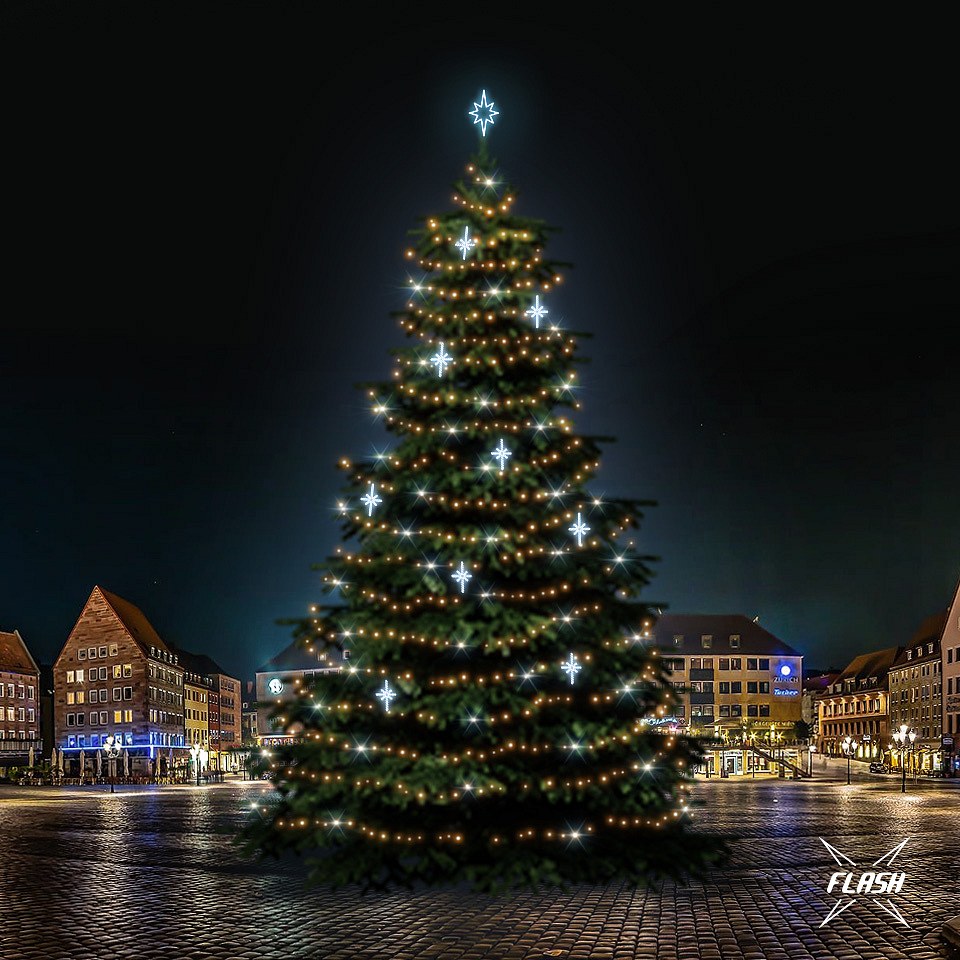 LED svetelná sada na vianočné stromy vysoké 21-23 m, teplá biela s Flash, ľadové dekory DZ113S4
