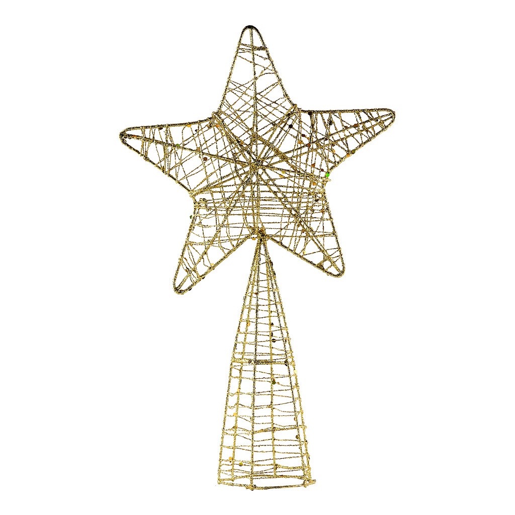 Špica na strom - Zlatá hviezda, 18 x 30cm