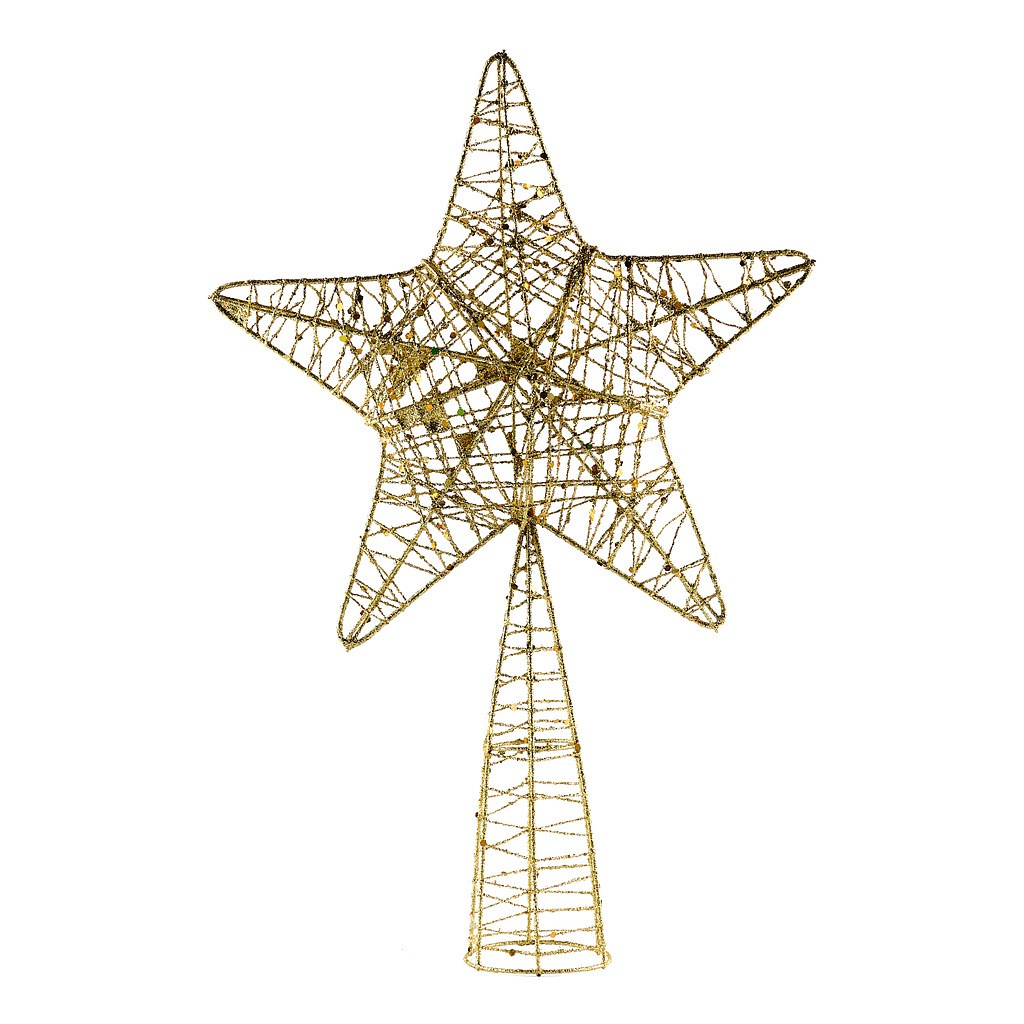 Hviezda na špic stromu, zlatá, 24 x 36 cm