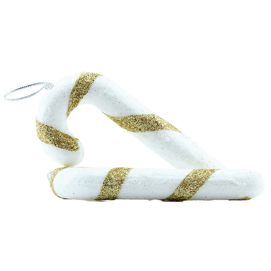 Vianočná dekorácia - cukrovinky bielo zlaté, 10ks