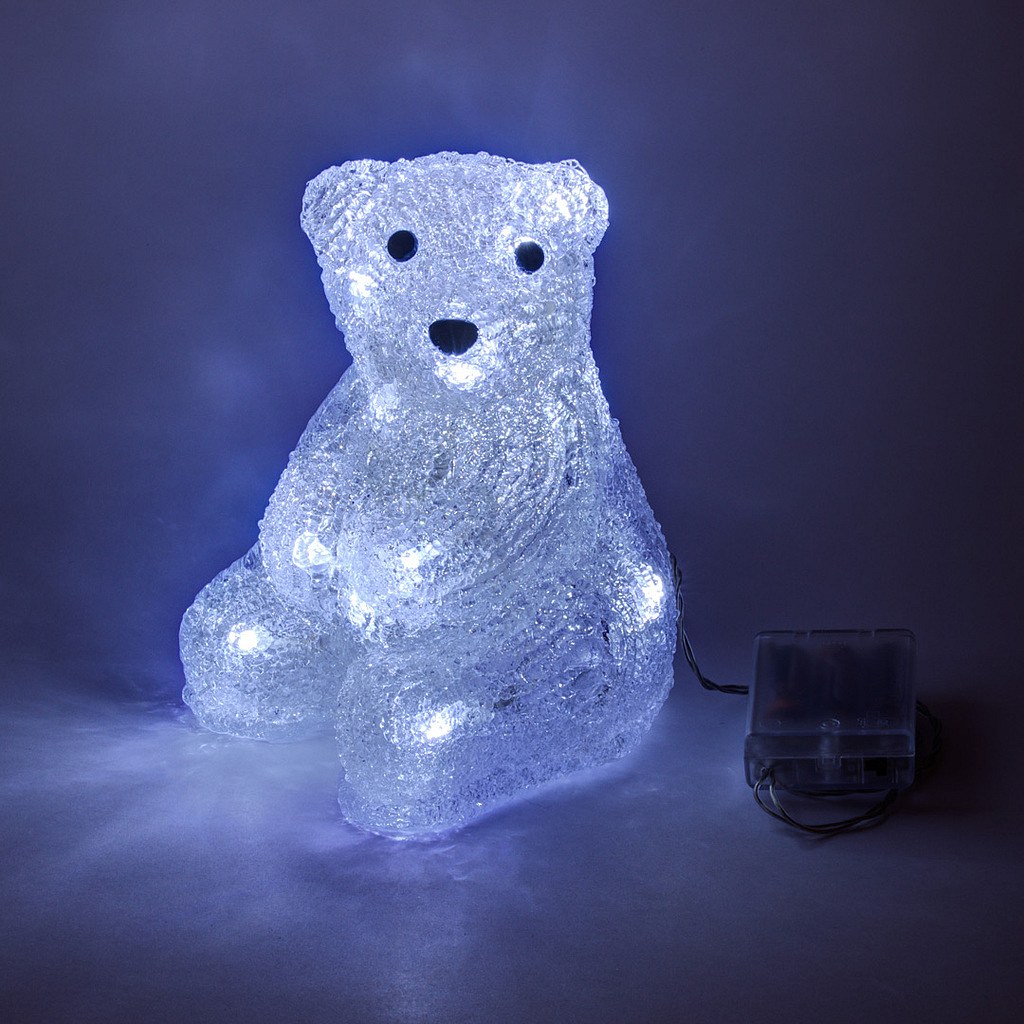 Sediaci LED medveď na batérie, 16 diód