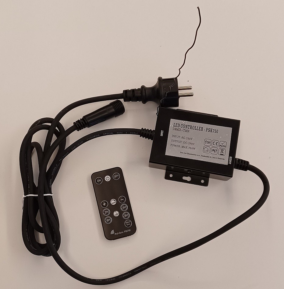 Zdrojový kábel exteriér, čierny, 1,5 m, IP67, stmievanie a časovač