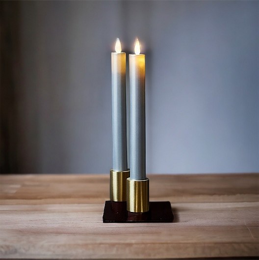 LED sviečka Sara tall, sada 2 kusy, strieborná, 25 cm