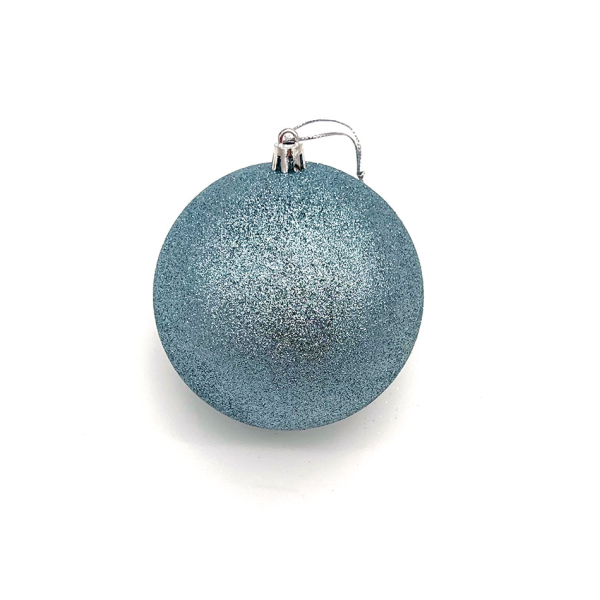 Plastová guľa, priem. 10 cm, svetlo modrá, 6x glitter