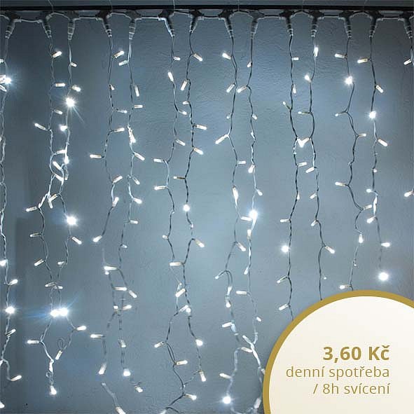 LED světelná záclona, 1x5 m, ledově bílá, 500 diod, IP67 (kopie) (kopie)