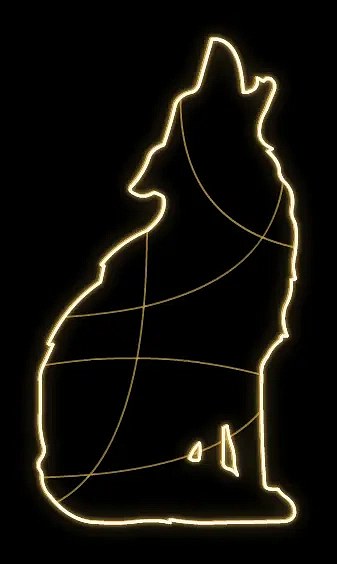LED světelný vyjící vlk, 110 x 185 x 60 cm, teple bílá