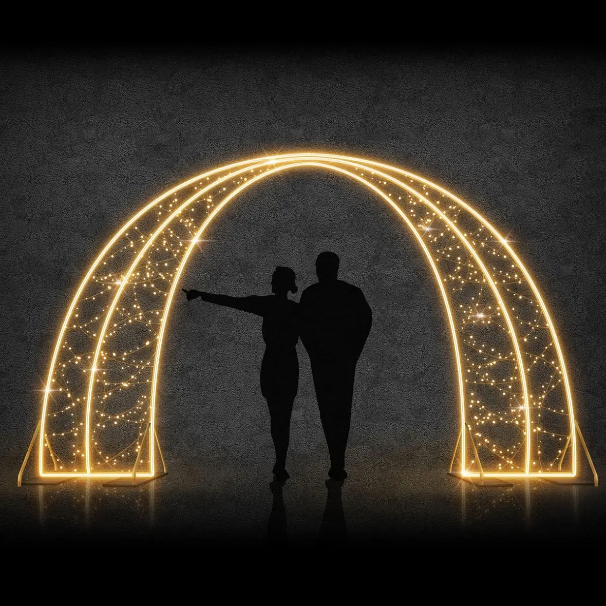 2D LED světelná brána oblouk, 250 × 400 × 50 cm, teple bílá, 230 V, 321 W, 50 kg, 7 dílů, stojící