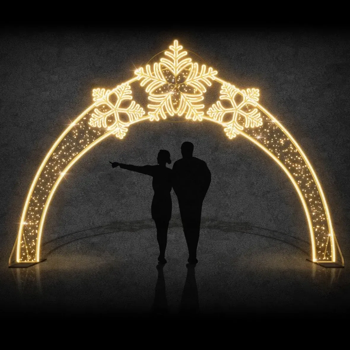 2D LED světelná brána vločky 300 × 410 cm, teple bílá, 230 V, 115 W, 15 kg, 9 dílů, stojící