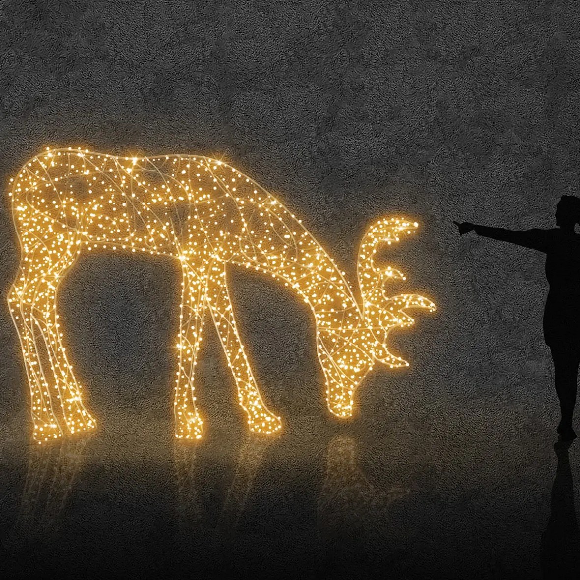 3D LED světelný jelen, 220 ×  ×  cm, teple bílá, 36 V, 49,3 W, ze 3 dílů
