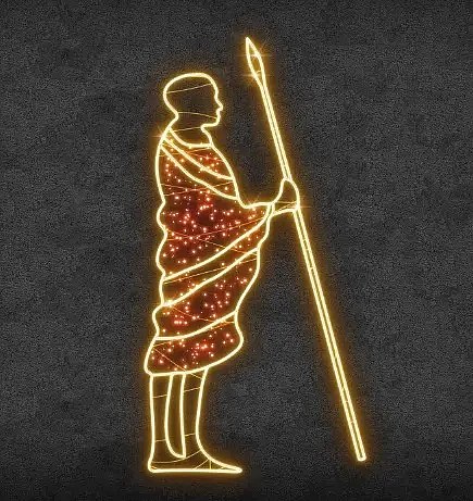 2D LED světelná Afričanka, 114 x 225 cm, teple bílá, 36 V,24,2 W, z 5 dílů, stojící