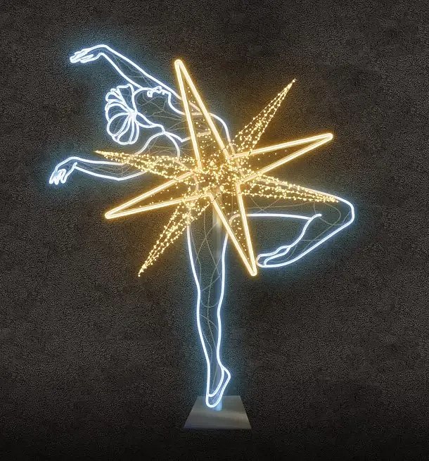 2D LED světelná baletka III, 190 × 225 cm, teple a ledově bílá, 36 V, 26,3 W, 37,4 kg , 5 dílů, stojící