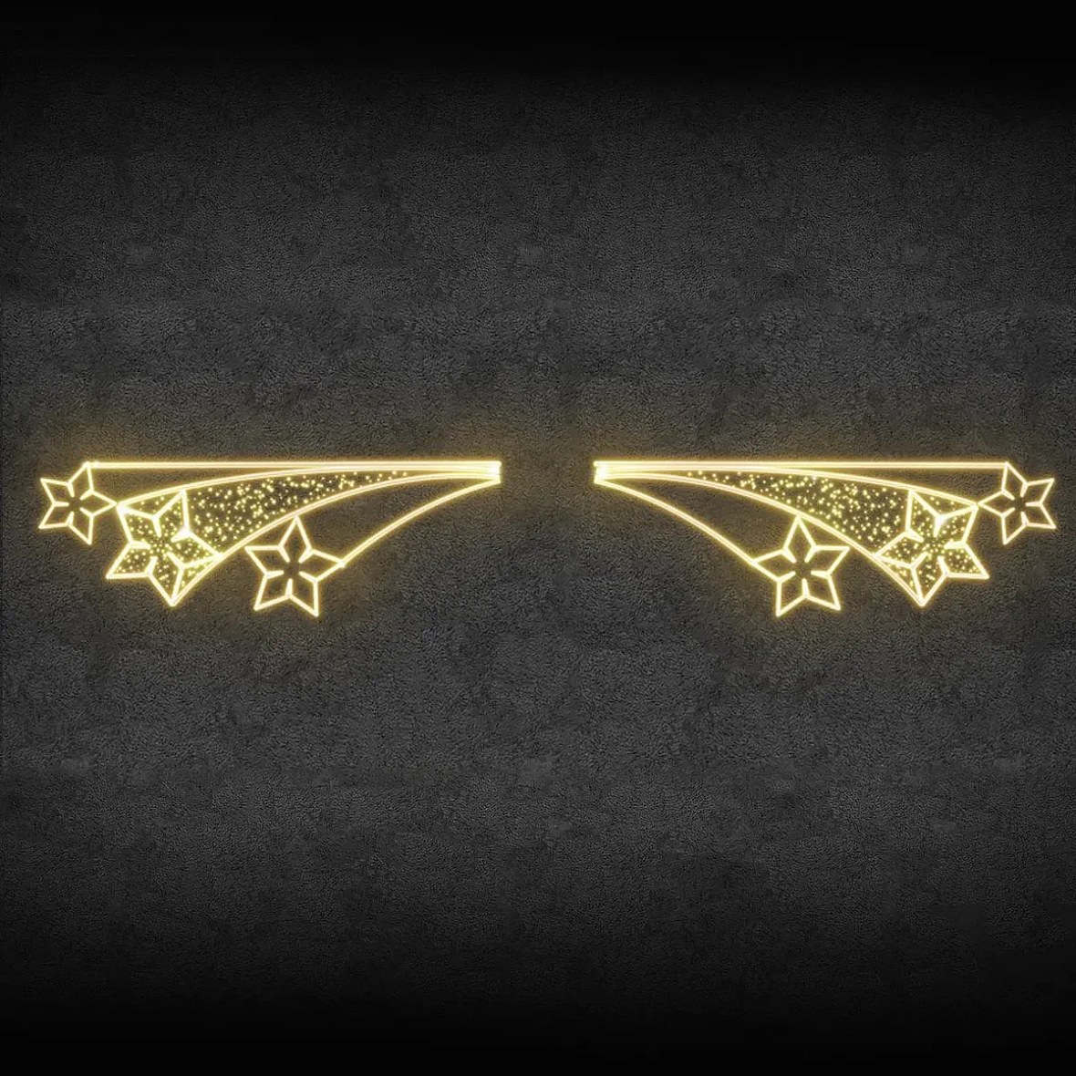 2D LED světelný převěs hvězdičky, 80 × 480 cm, teple bílá