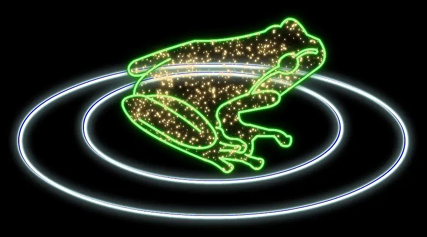 2D LED světelná žába, 120 x 160 x 60 cm, barevná, stojící