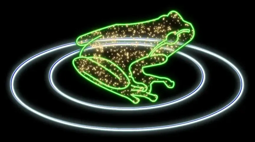 2D LED světelná žába, 120 x 160 x 60 cm, barevná, stojící