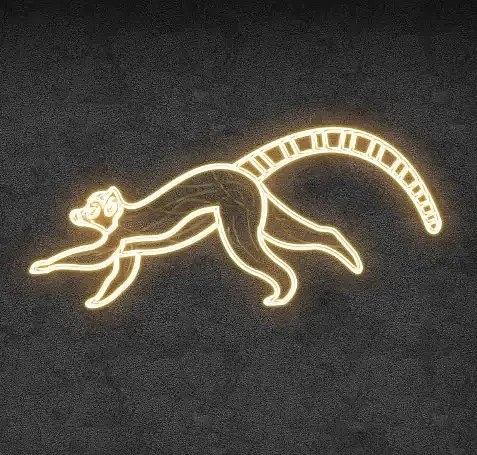2D LED světelný Lemur běžící, 227 x 99 cm, teple bílá, 36 V, 21,4 W, ze 2 dílů