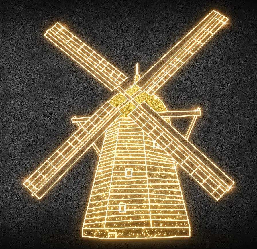 2D LED světelný mlýn, teple bílá, 36 V, 98,8 W, z 8 dílů, stojící