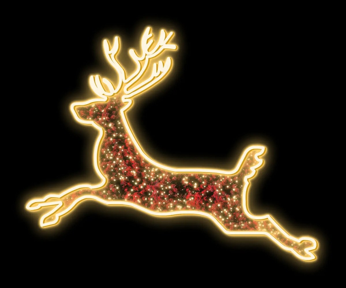 2D LED světelný motiv, jelen, 190 x 250 cm, teple bílá, 230 V, 51,3 W, stojící