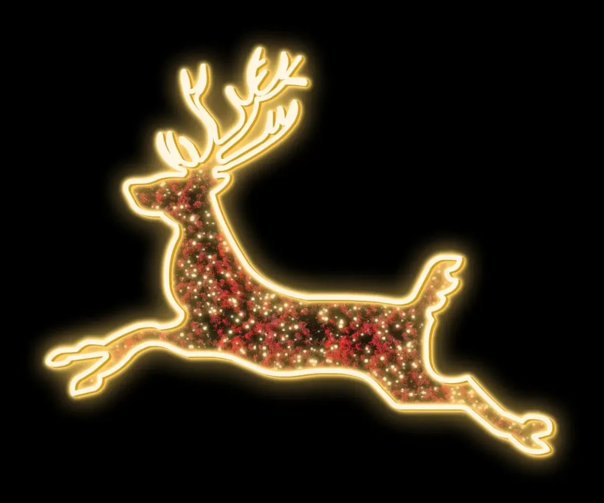2D LED světelný motiv, jelen, 190 x 250 cm, teple bílá, 230 V, 51,3 W, stojící