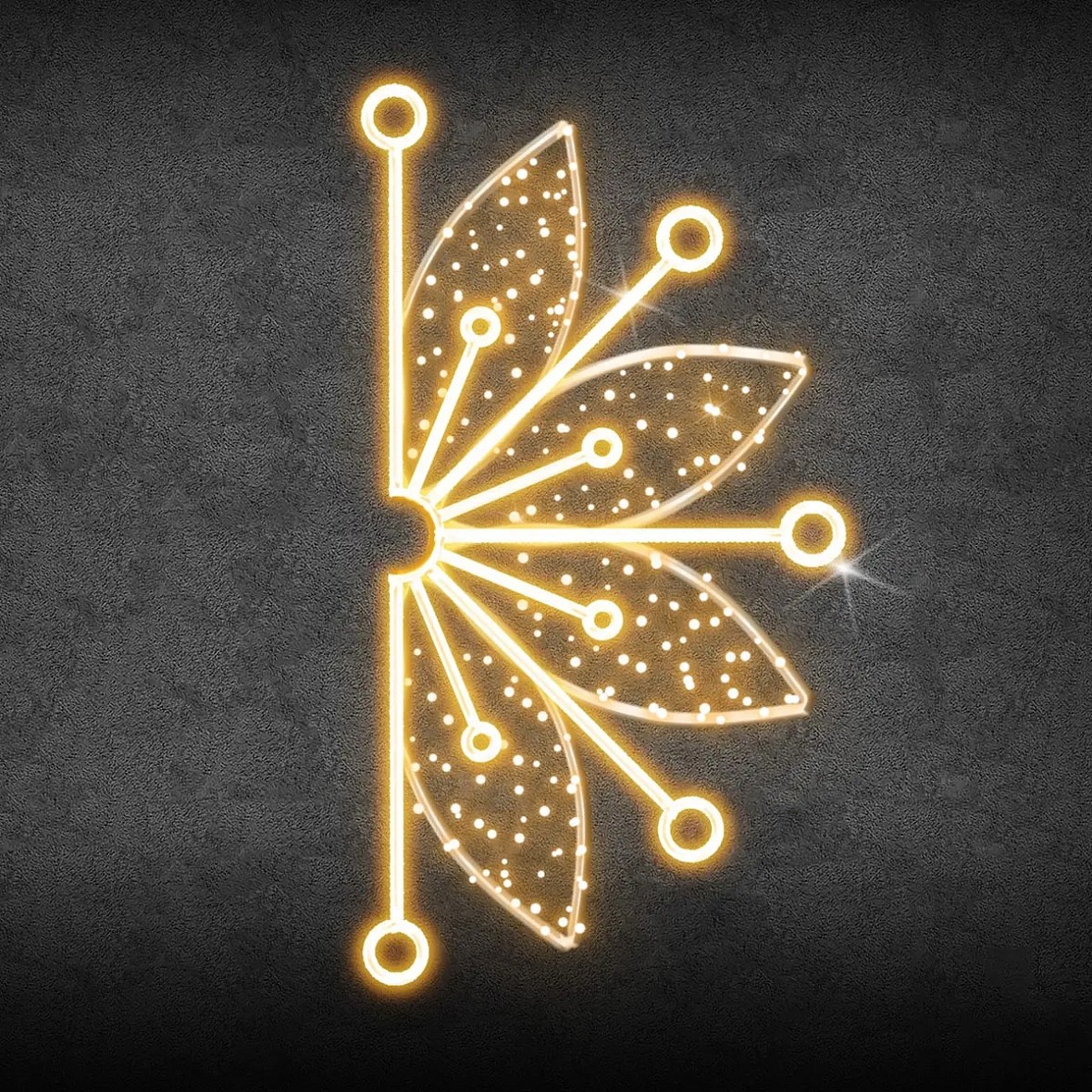 2D LED světelná půl vločka, závěsná, 305 × 170 cm, teple bílá, 230 V, 82,8 W, 15,8 kg,