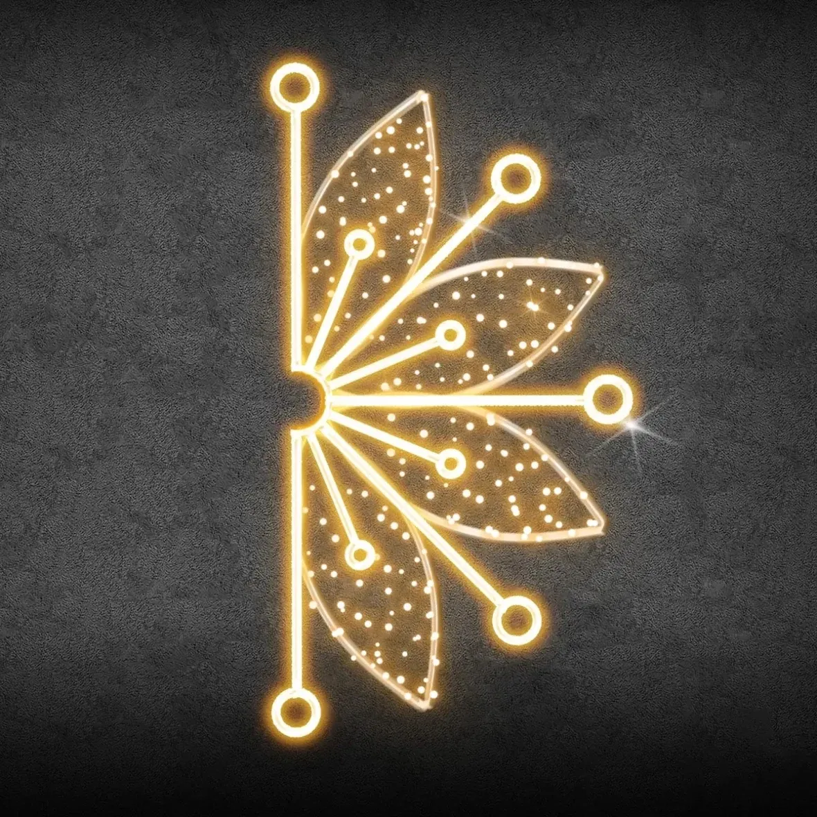 2D LED světelná půl vločka, závěsná, 305 × 170 cm, teple bílá, 230 V, 82,8 W, 15,8 kg,
