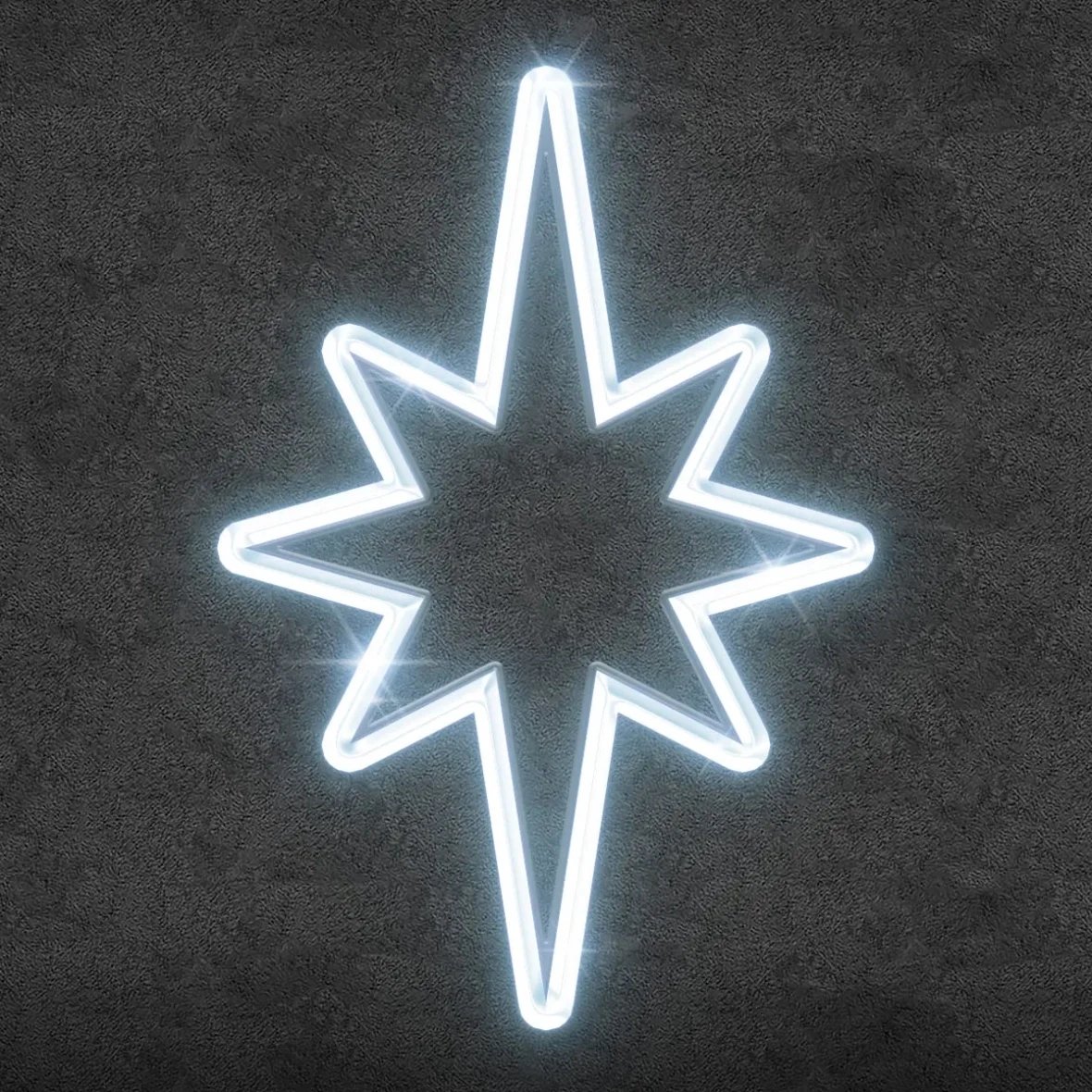 2D LED světelná hvězda na vrchol stromu, 60 × 90 cm, 3D tisk, ledově bílá