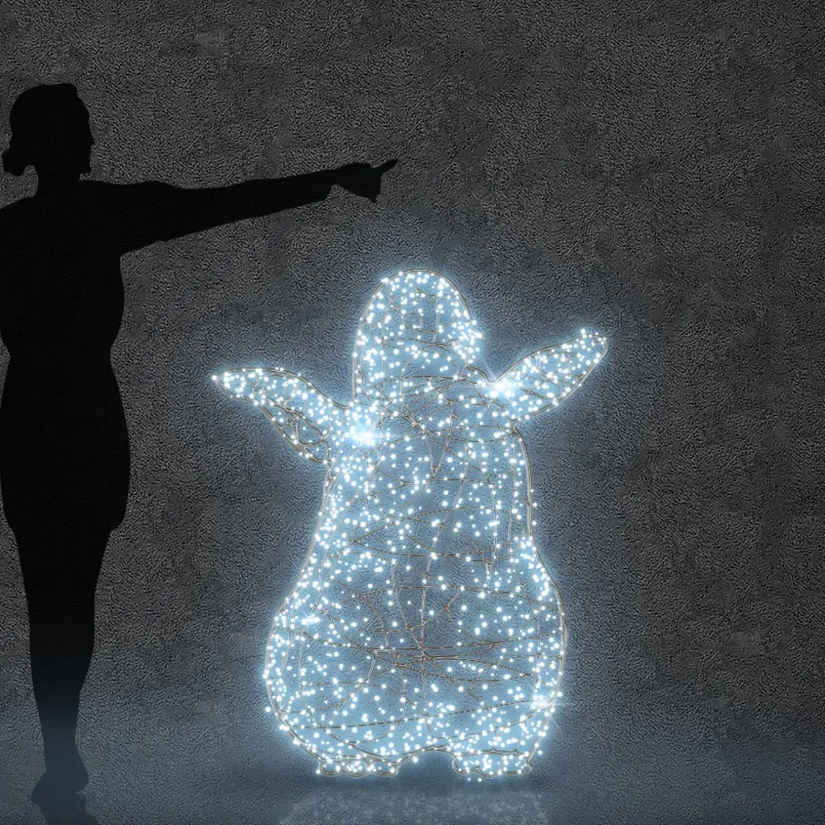 3D LED světelný mimi tučňák 120 cm, ledově bílá s Flash, 36 V, 19,6 W