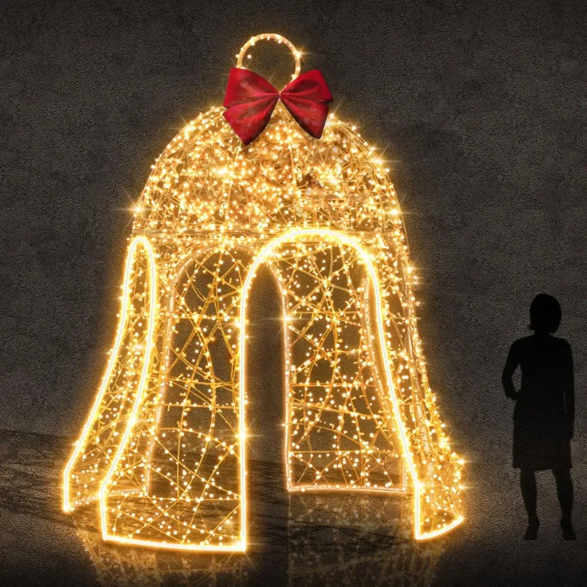 3D LED světelná zvonička, průchozí, 200 × 350 × 200 cm, teple bílá, 230 V, 225,3 W, 80,8 kg, z 6 dílů