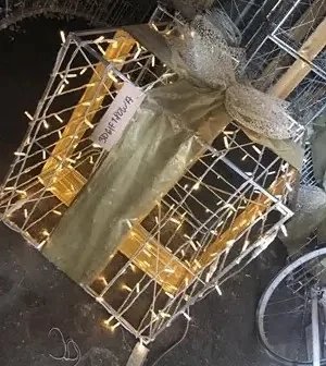 3D světelný dárek 80cm s mašlí -90cm, teple bílá, 11 kg, v1