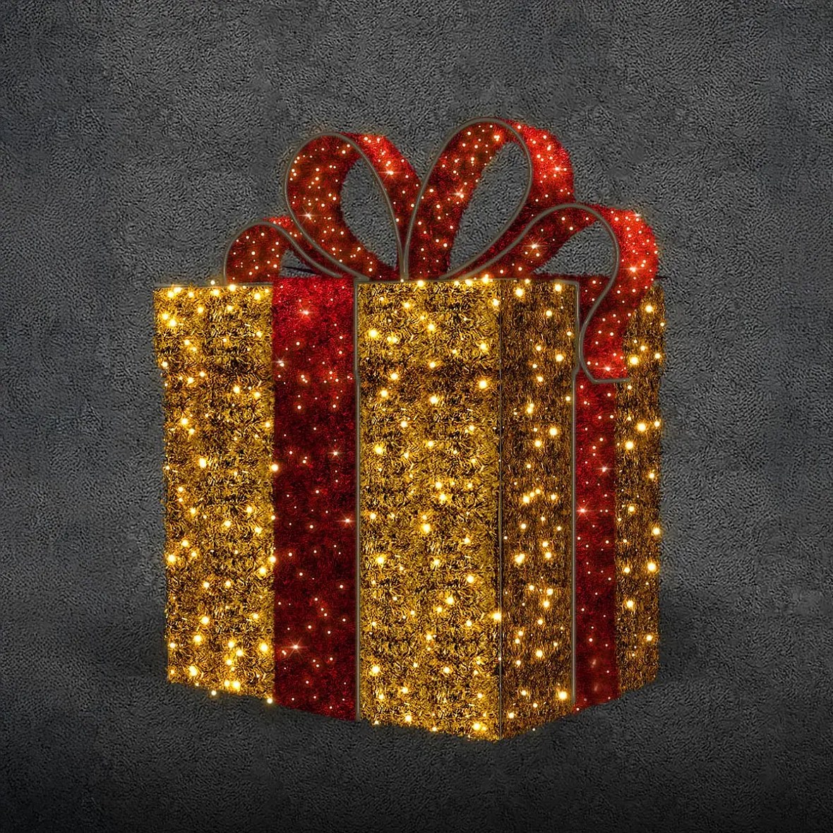 3D LED světelný dárek, 100 × 140 × 100 cm, teple bílá s flash, 230 V, 24 W, 17,9 kg, ze 2 dílů