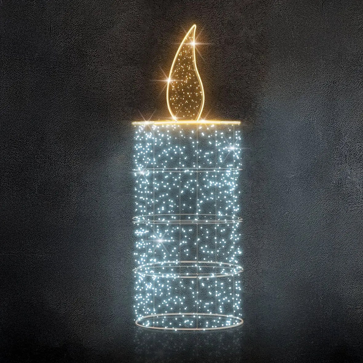 3D LED světelná svíčka, 80 × 195 cm, ledově a teple bílá, 230 V, 43,1 W, ze 2 dílů