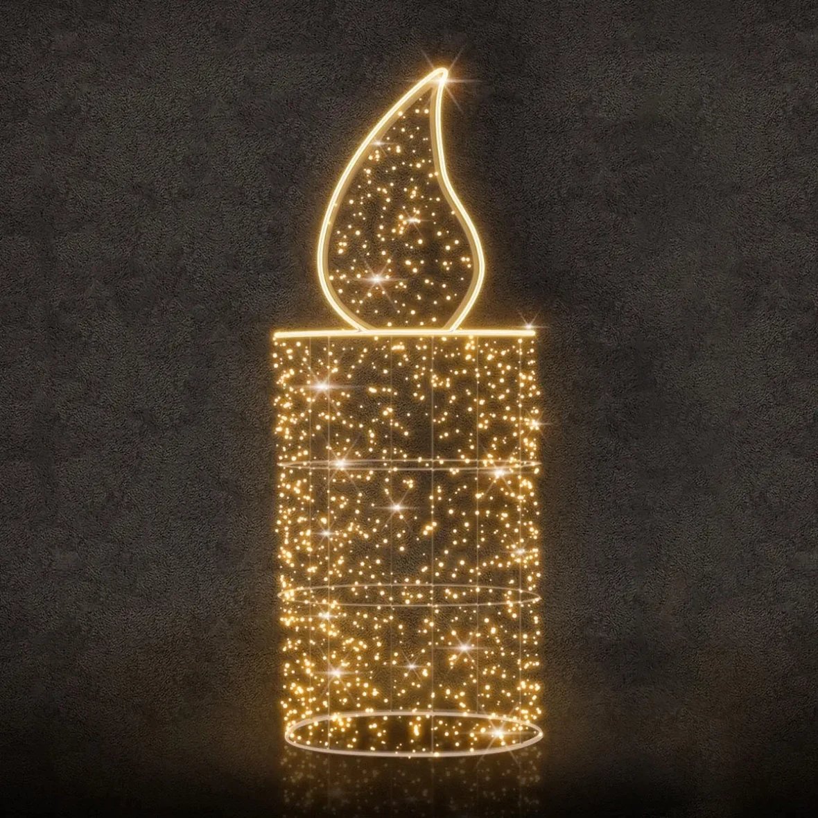 3D LED světelná svíčka, 75 × 230 × 75 cm, teple bílá, 230 V, 89 W, 16 kg