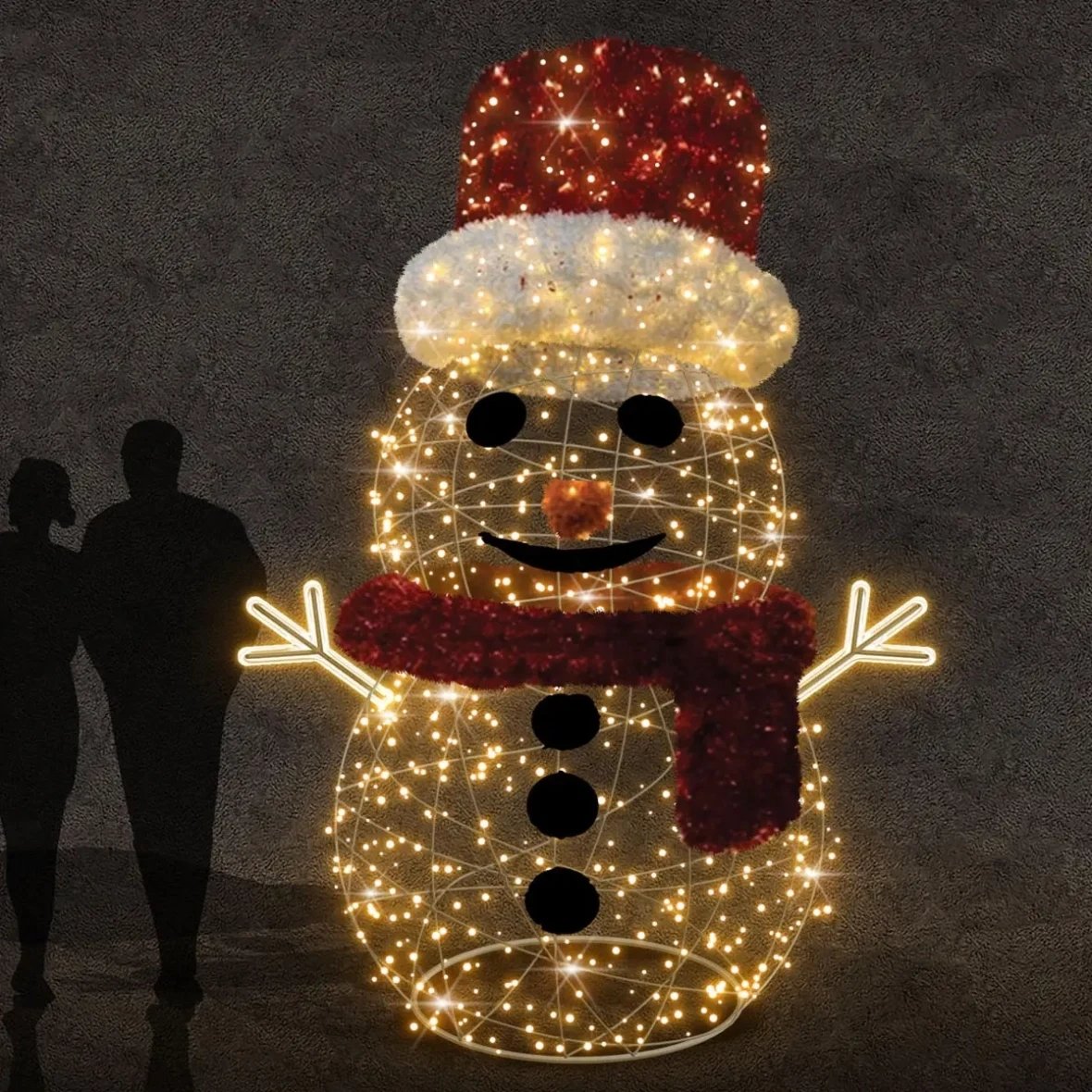 3D LED světelný sněhulák, 230 × 300 × 230 cm, teple bílá, 36V230V, 52 W, 47,9 kg ze 4 dílů