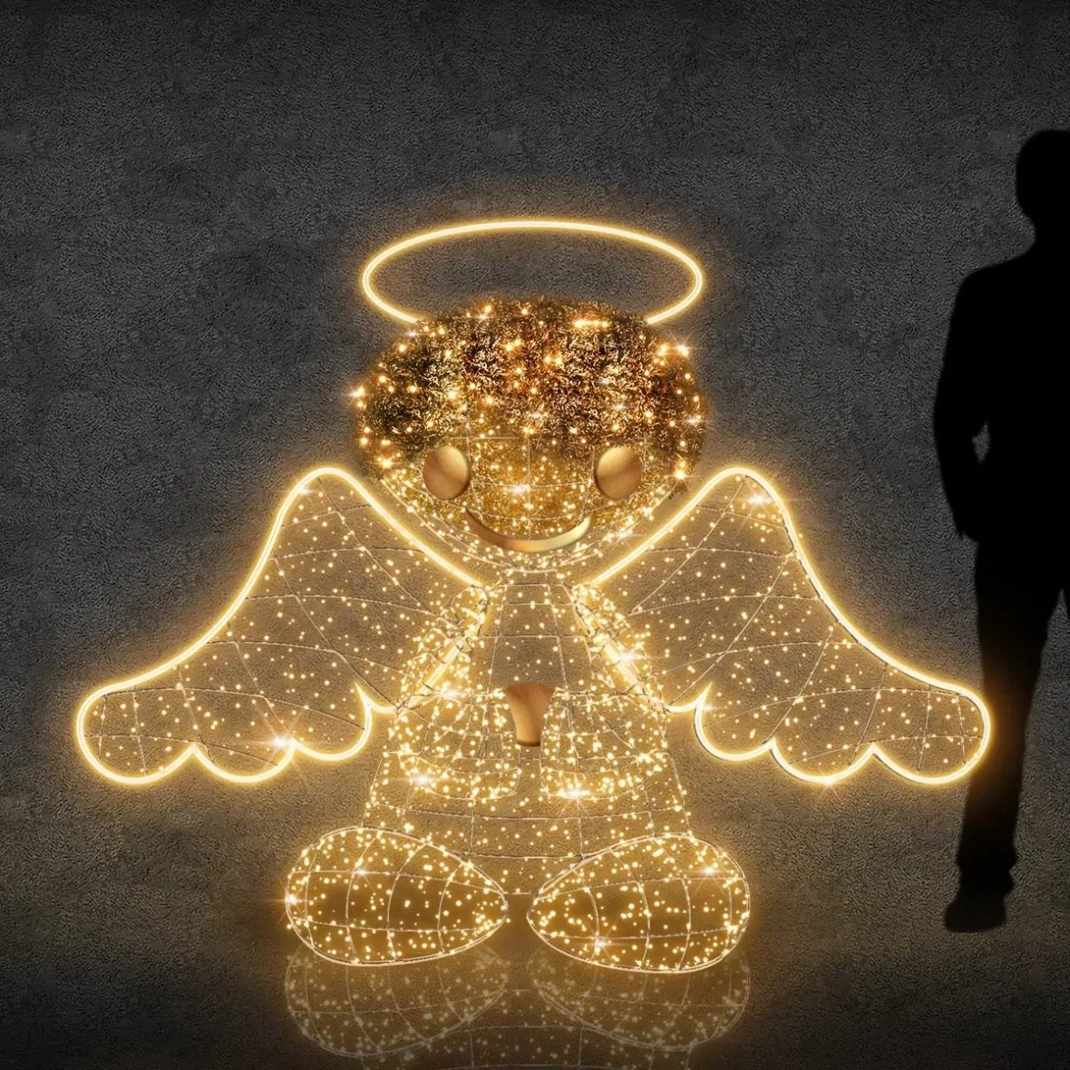 3D LED světelný anděl, 160 cm, teple bílá s Flash