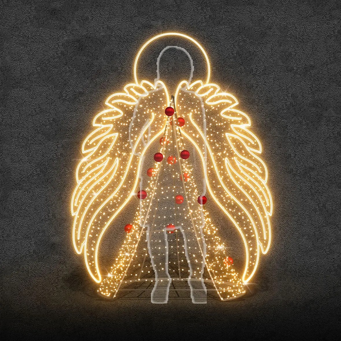 3D LED světelná křídla, fotopoint 150 × 200 cm, teple bílá, 36 V, 37 W, z 8 dílů