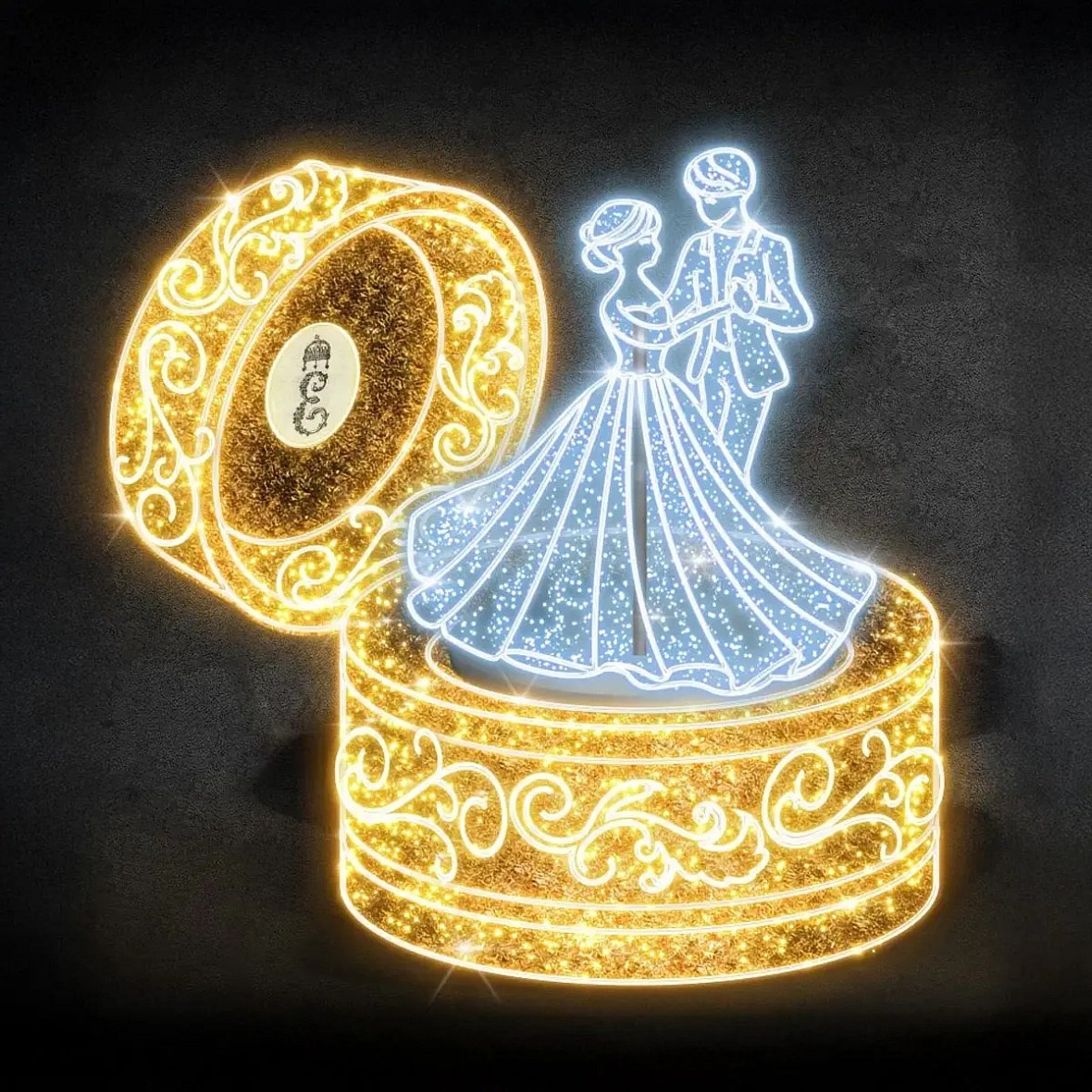 3D LED světelná hrací skříňka, 250 cm, teple a ledově bílá, 36 V, 255 W, ze 6 dílů