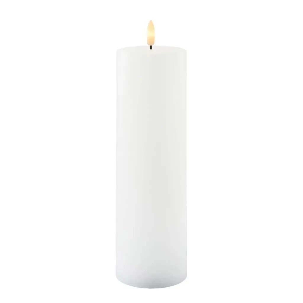 LED svíčka z pravého vosku Sille, 7,5 × 25 cm, bílá, dobíjecí