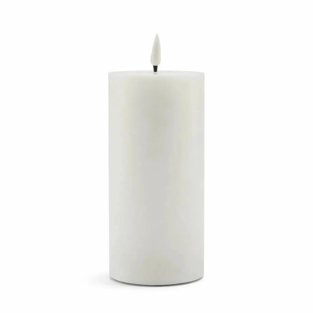 LED svíčka z pravého vosku na baterie 7,5 × 15 cm, bílá, 2× AA