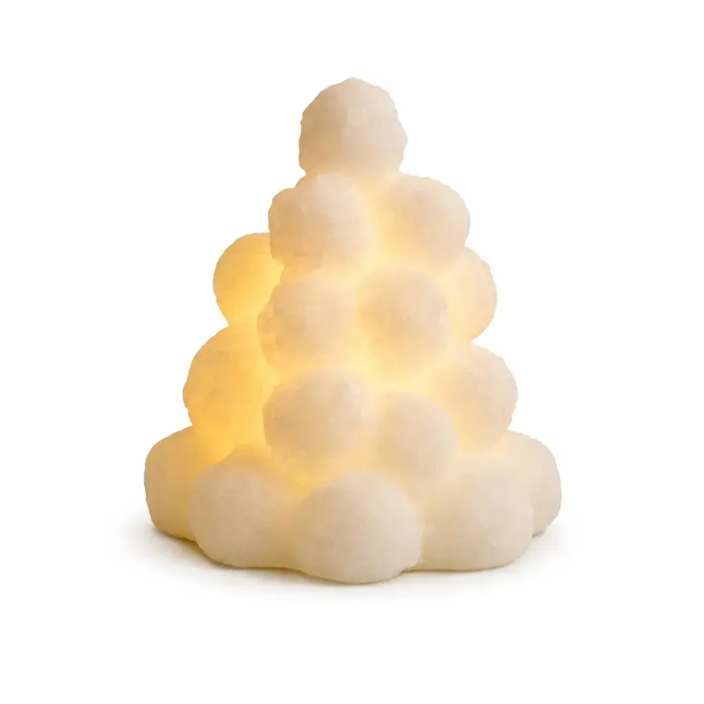 LED svíčka z pravého vosku na baterie sněhové koule, bílá, výška 13 cm, Ø 11,8 cm, 2× AA