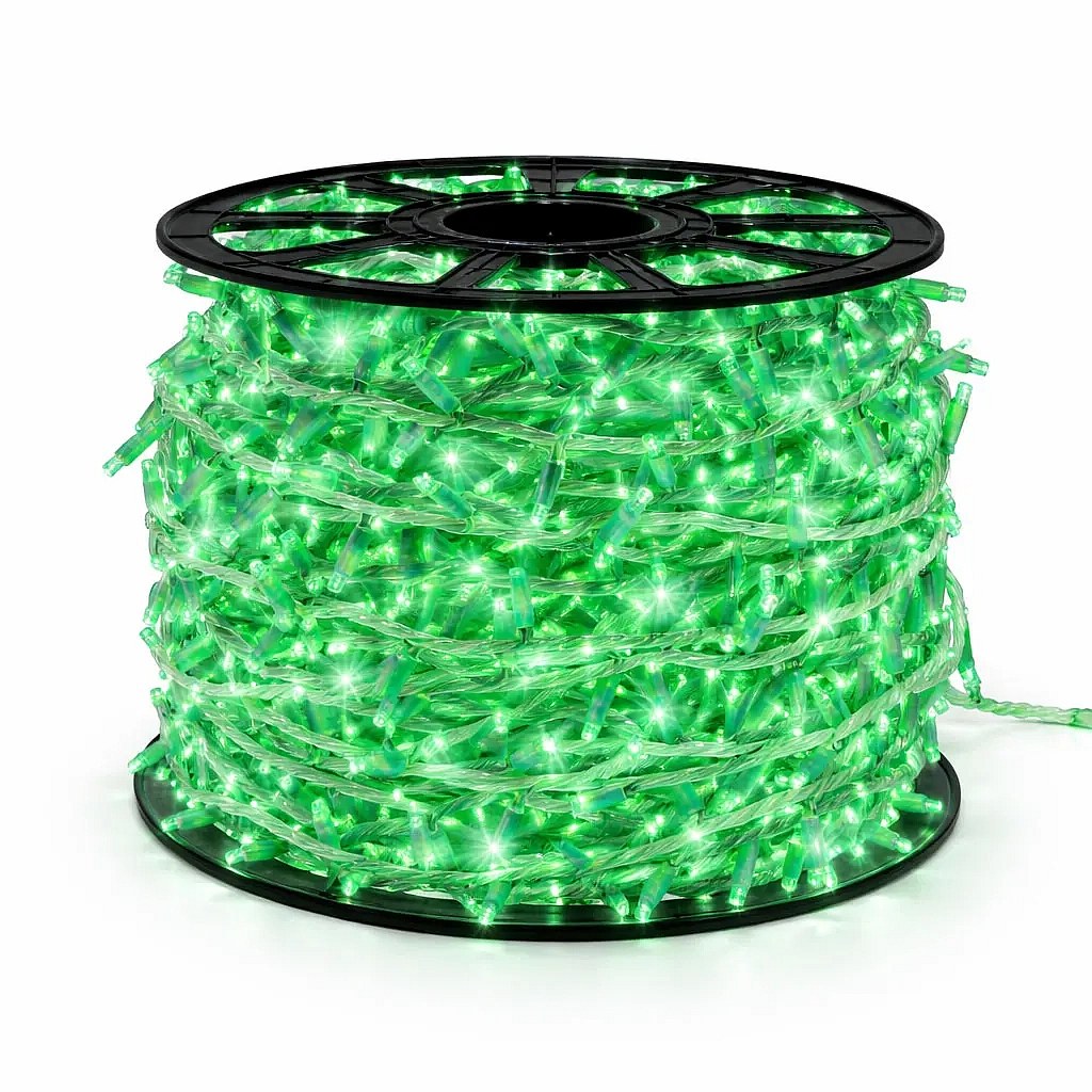Easy Fix LED světelný řetěz 100 m venkovní zelený, 2000 diod, bílý kabel IP67
