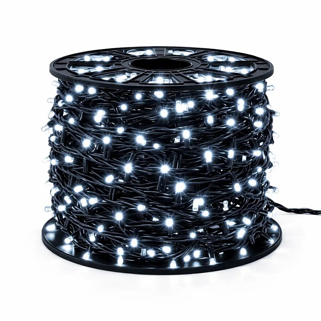 Easy Fix LED světelný řetěz 100 m venkovní ledově bílá s FLASH, 600 diod, černý kabel IP67, cívka