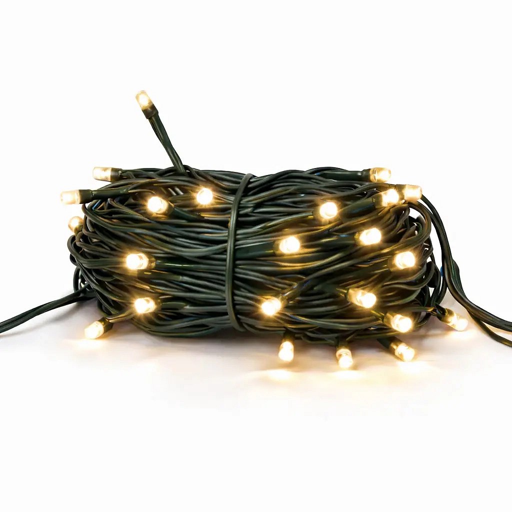 Hobby Line LED světelný řetěz venkovní 4 m teple bílá, 32 diod, tmavě zelený kabel IP44, prodlužovací