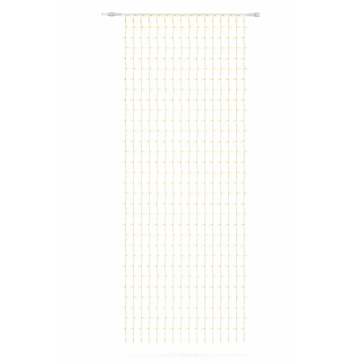 Easy Fix Interiérová LED světelná záclona 100 × 700 cm, teple bílá, čirý kabel, 600 diod, 10 pramenů, IP20, prodlužovací