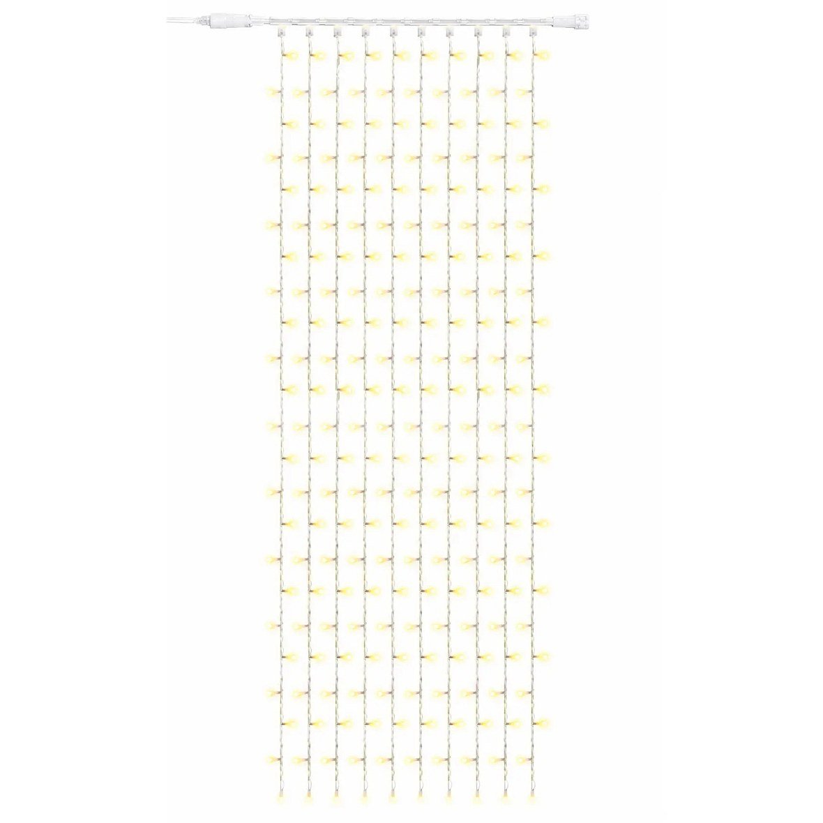 Easy Fix LED světelný závěs venkovní 100 × 300 cm, teple bílá, 300 diod, bílý kabel IP67, prodlužovací